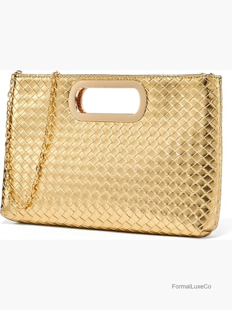 Woven Texture Pu Clutch Purse - Sleek Evening Bag For Formal Events